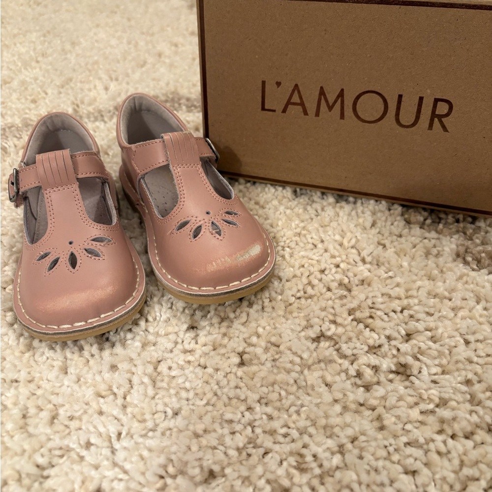 L'Amour Pink Girls T-Strap Dress Shoes